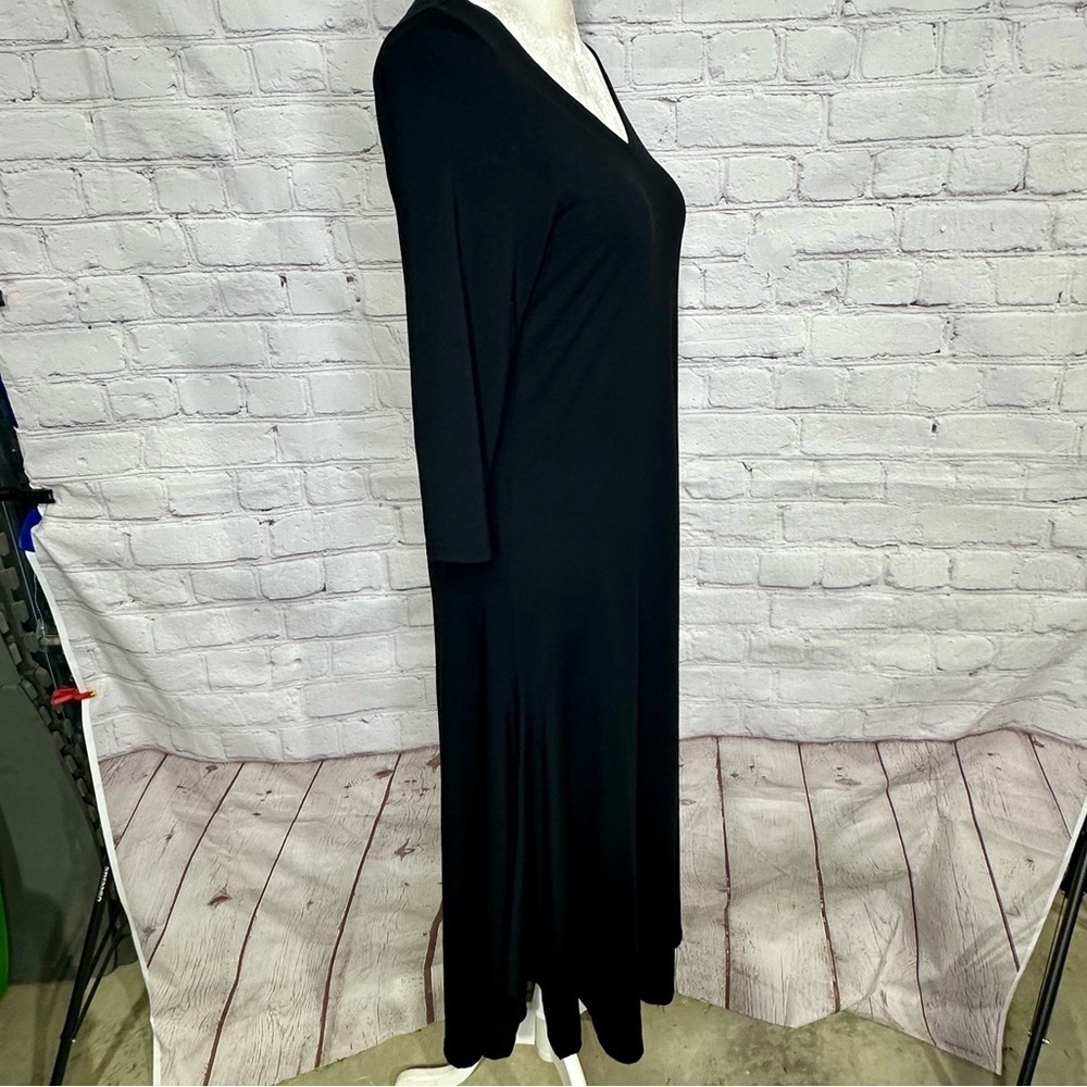 Eileen Fisher black 3/4 sleeve viscose dress - Picture 4 of 8